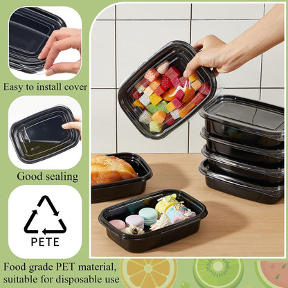 Chunful 36 Pcs 3 Compartment Transparent Snack Containers with Lids Disposable Bento Box Plastic Food Meal Prep Containers for Condiment Salad Dipping School Work Lunch