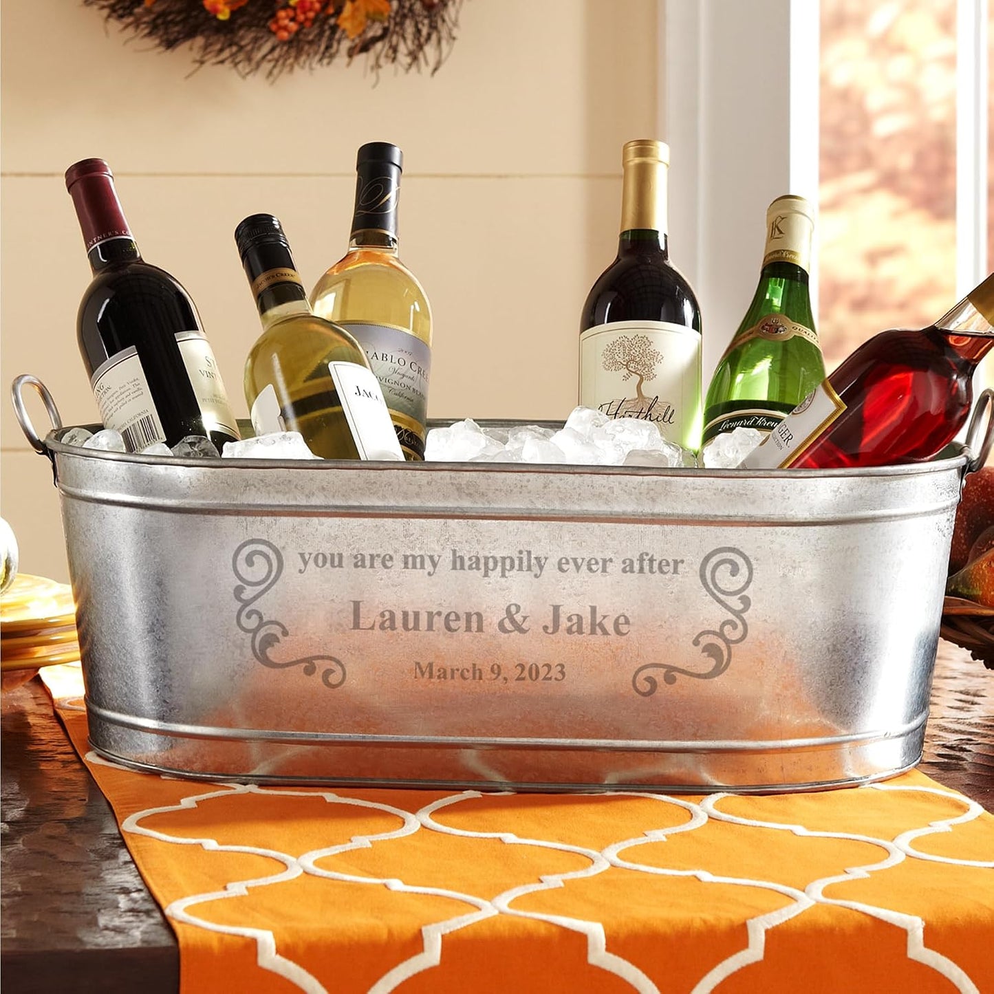 Let's Make Memories Personalized Beverage Tub - Custom Beverage Tub - Customize With Name & initial - Galvanized Drink Tub - 20 ¾"L x 11 ¾"W x 7" H - 5.5 Gallons