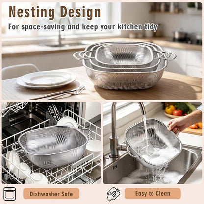 P&P CHEF Stainless Steel Colander Set, Strainers and Colanders for Kitchen