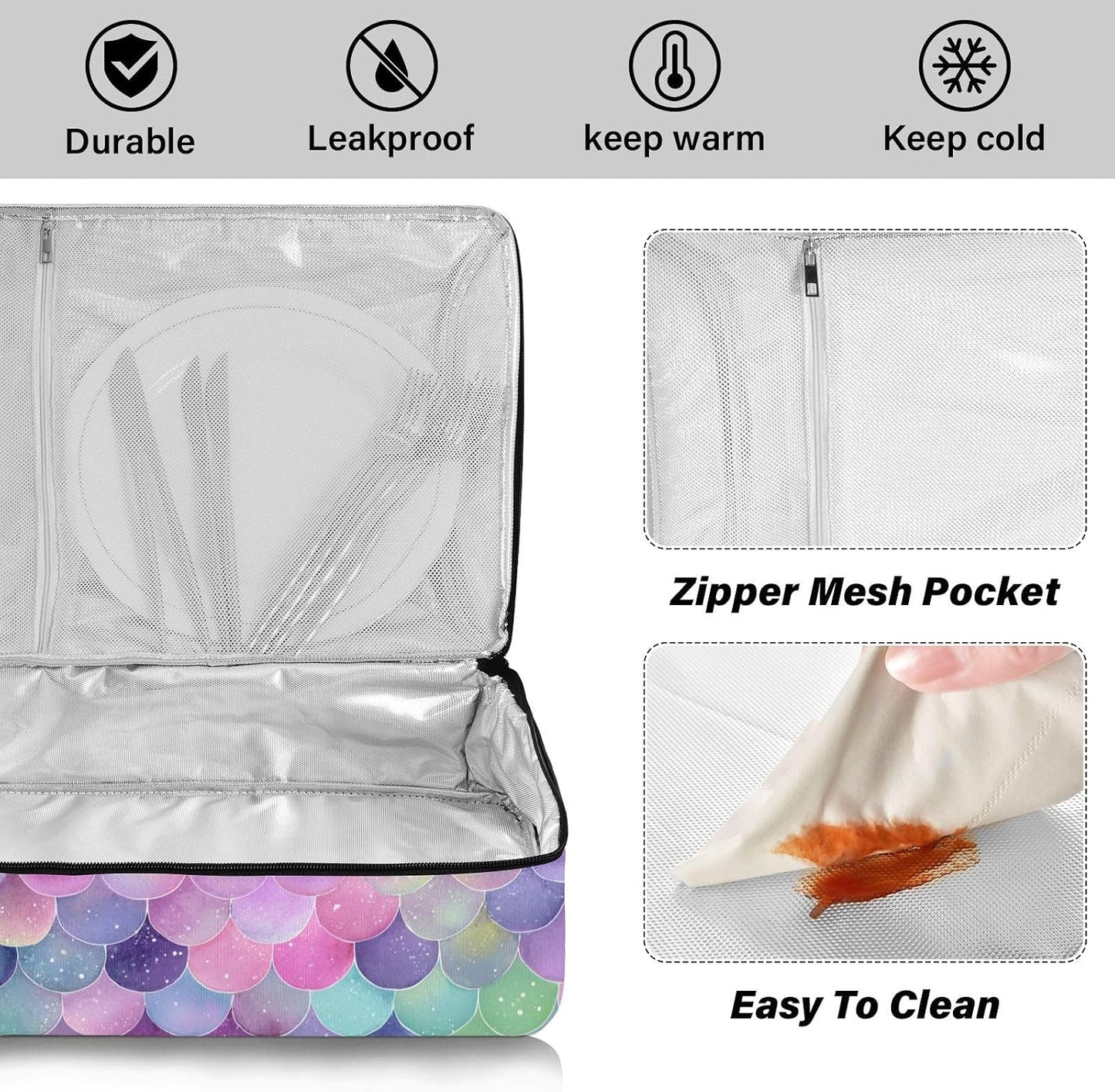 Casserole Carriers for Hot or Cold Food Reusable Casserole Dish Carrier Insulated Thermal Large Capacity Durable Perfect for Party Camping Family Gatherings Yellow Fish - Colors B