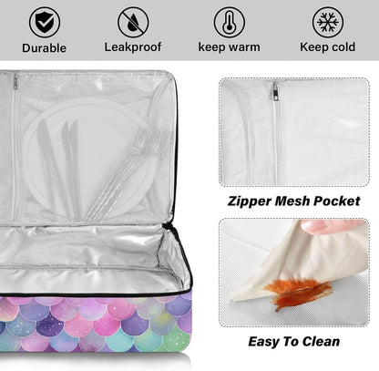 Casserole Carriers for Hot or Cold Food Reusable Casserole Dish Carrier Insulated Thermal Large Capacity Durable Perfect for Party Camping Family Gatherings Yellow Fish - Colors B