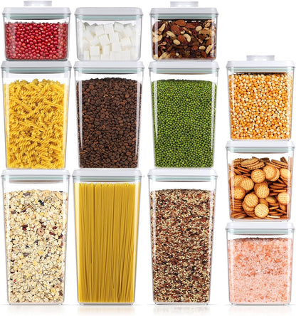 Melovom Pop Airtight Food Storage Container with Lid, 4L/4.2qt Large Cereal Flour Sugar Storage Container with Scoop, One Button Opening, BPA-Free, Kitchen Pantry Organization and Storage