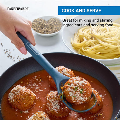 Farberware Professional Silicone Cooking Spoon – Heat Resistant to 450F, Safe for Nonstick Cookware – 11.5 Inch Kitchen Utensil for Stirring, Mixing, Basting, and Serving, Dishwasher Safe