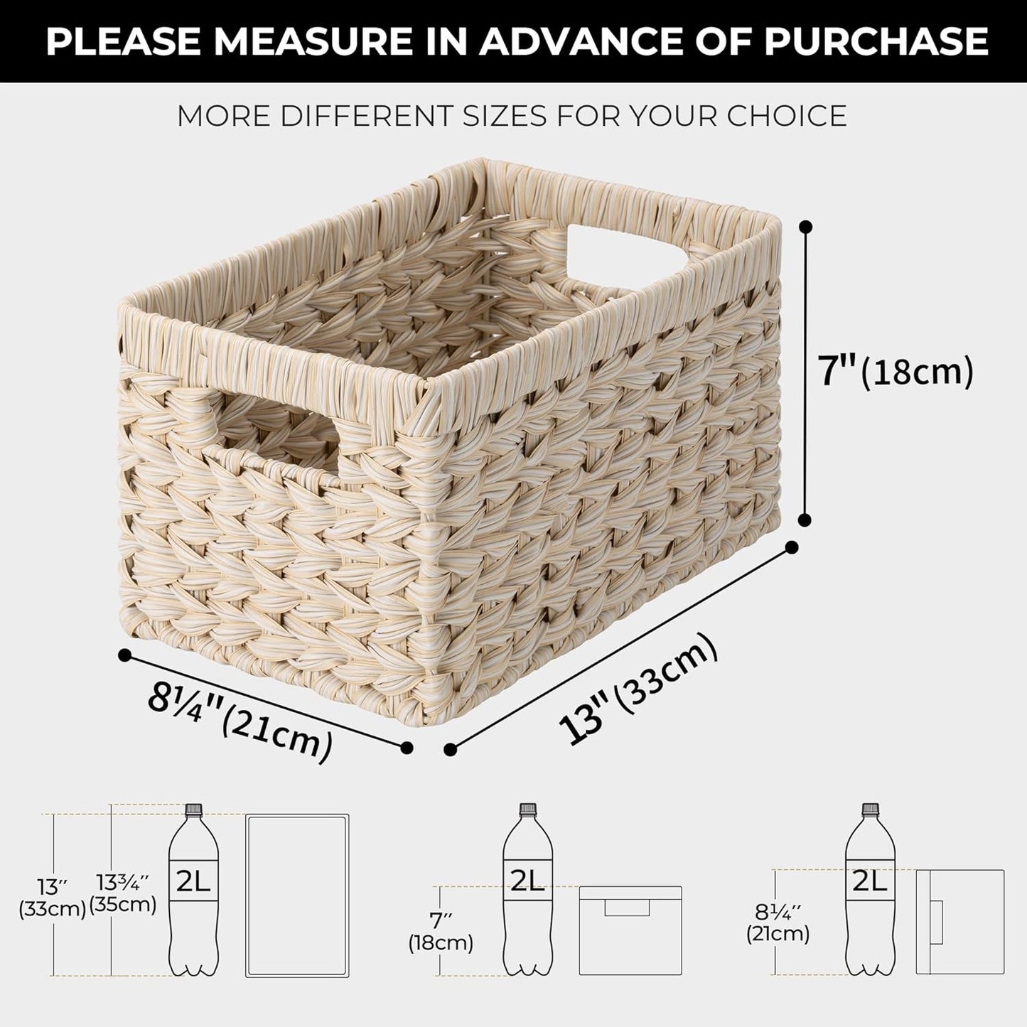 GRANNY SAYS Wicker Storage Baskets for Shelves, Water Hyacinth Basket with Scalloped Edge, Storage Wicker Baskets for Pantry, Large, 2-Pack