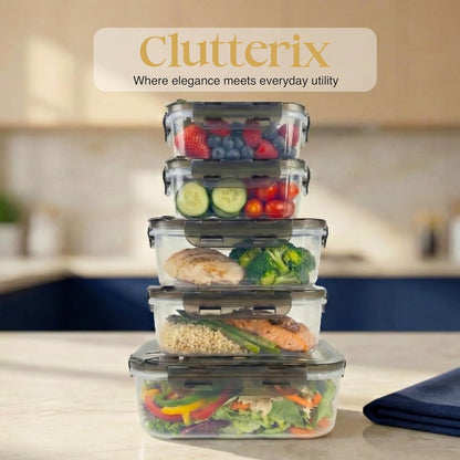 Compartmentalized Plastic Airtight Food Storage Containers with Vented Lids, 3-Compartment Design, BPA-Free, 5-Pack (5.5 Cups Each) for Meal Prep and Portion Control
