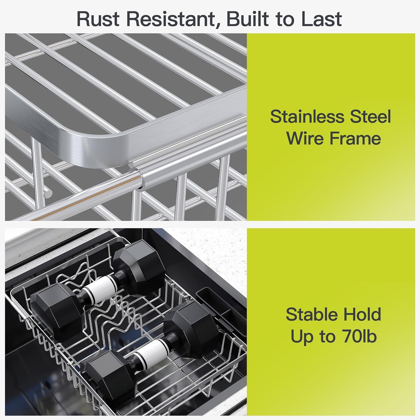 JASIWAY Dish Drying Rack in Sink, Expandable Stainless Steel Dish Drainers for Kitchen Counter, Dish Dryer Rack for Inside Sink, Over The Sink Dish Racks with Utensil Holder, Silver