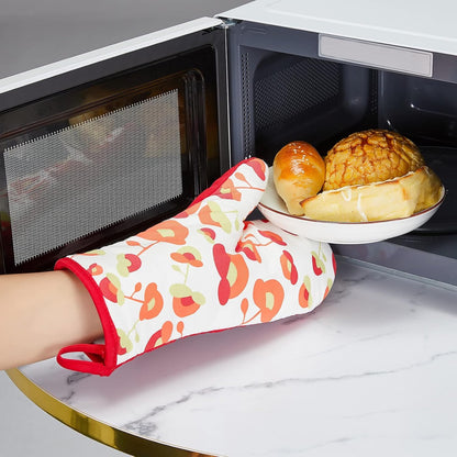 Oven Mitts and PotHolders Sets, 4 Pcs Kitchen Oven Glove High Heat Resistant 400°F Pot Holders for Kitchen, Non-Slip Neoprene Oven Mitts are Suitable for Cooking, Baking (Black)