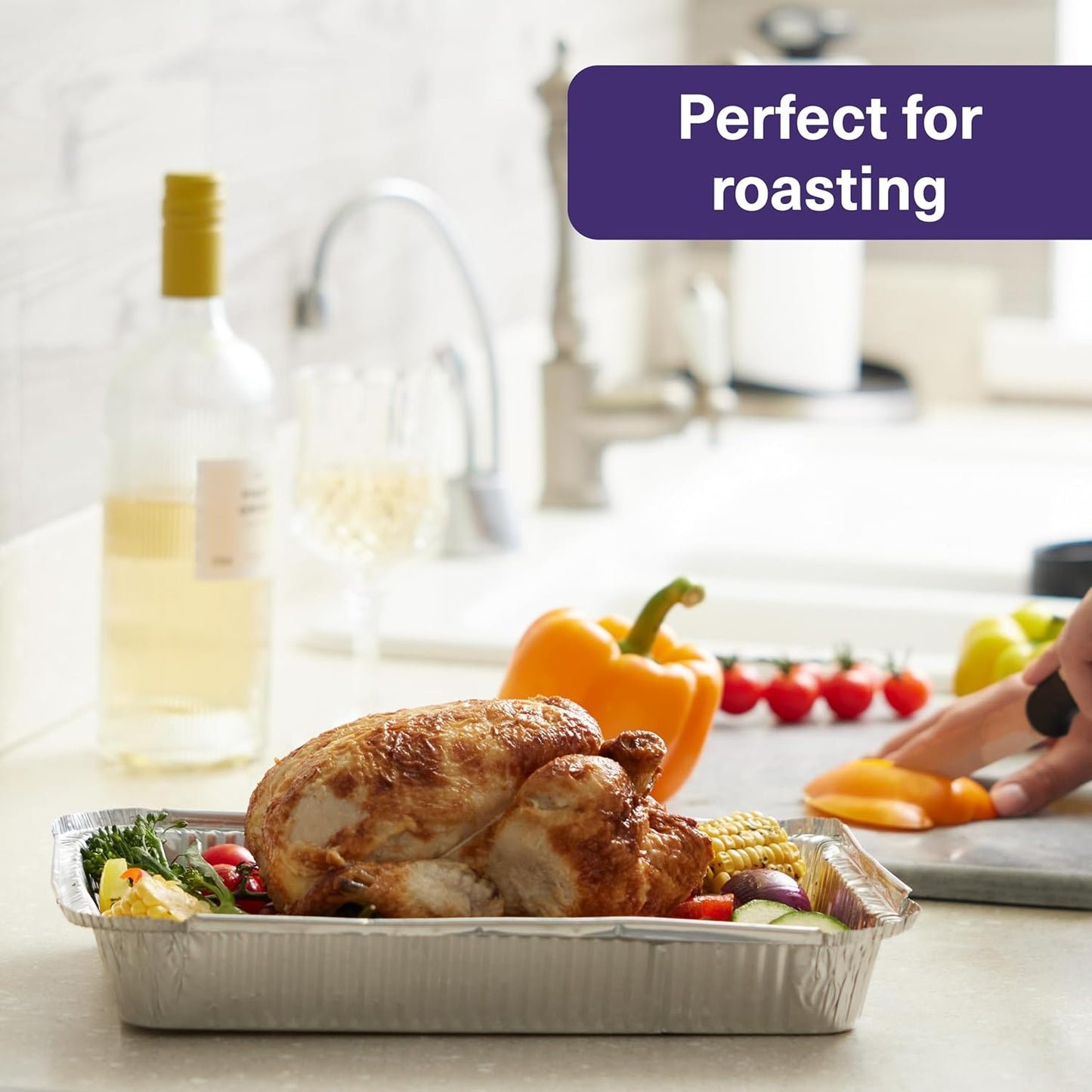 MATANA 25 Pack 10x14 Aluminum Pans, Lasagna Pan Disposable Baking Tin Foil Pan, Half Size Deep Steam Table Pan, Aluminum Tray, Great for Oven Roasting, Chafing, Heating, Serving Food, Parties