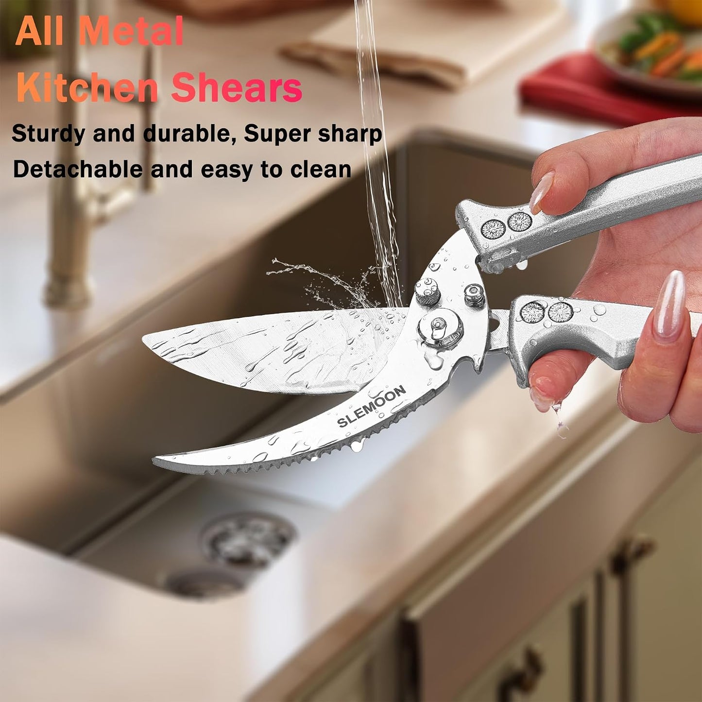 Heavy Duty Kitchen Shears for Food,Silver Kitchen Scissors | Dishwasher Safe and Food Stainless Poultry Shears for Chicken Turkey Thanksgiving,Gift Box