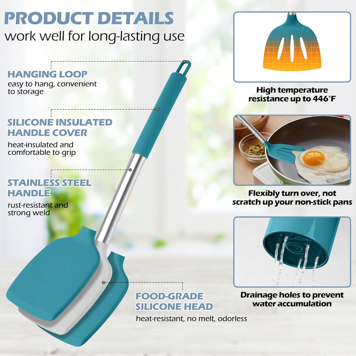 HaWare 29 PCS Silicone Cooking Utensils Set, Heat Resistant Kitchen Utensils Set with Stainless Steel Handle, Spatula Sets with Holder and Hooks, Kitchen Tools Gadgets for Nonstick Cookware -Khaki