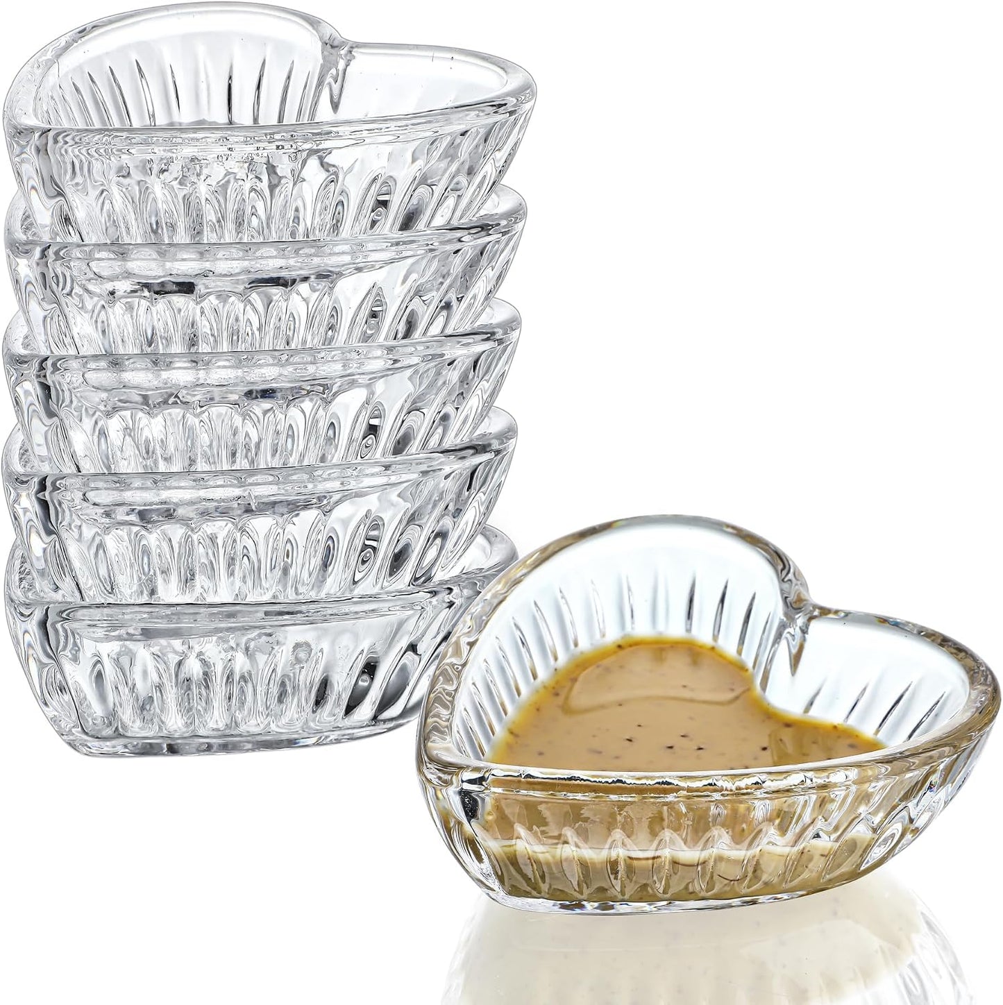 kanpura Mini Glass Bowls, Square Prep Bowl, Dishwasher Safe, Pinch Bowls for Dipping Spices Sauce, Stackable, 1.8 oz, Set of 6, (Clear)