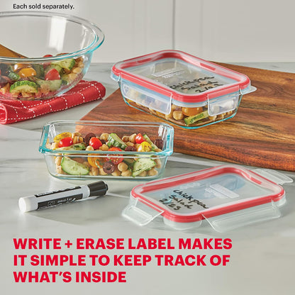 Pyrex Freshlock Glass Food Storage Container, Airtight & Leakproof Plastic Locking Lids, Freezer Dishwasher Microwave Safe, 8 Cup