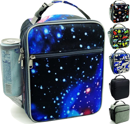 Kulle Astronaut Lunch Box for Boys, Insulated Kids Lunch Bag with Freezable Compartment, Thermal Reusable Lunchbox for School, Outdoor, Daycare - Space Theme Design