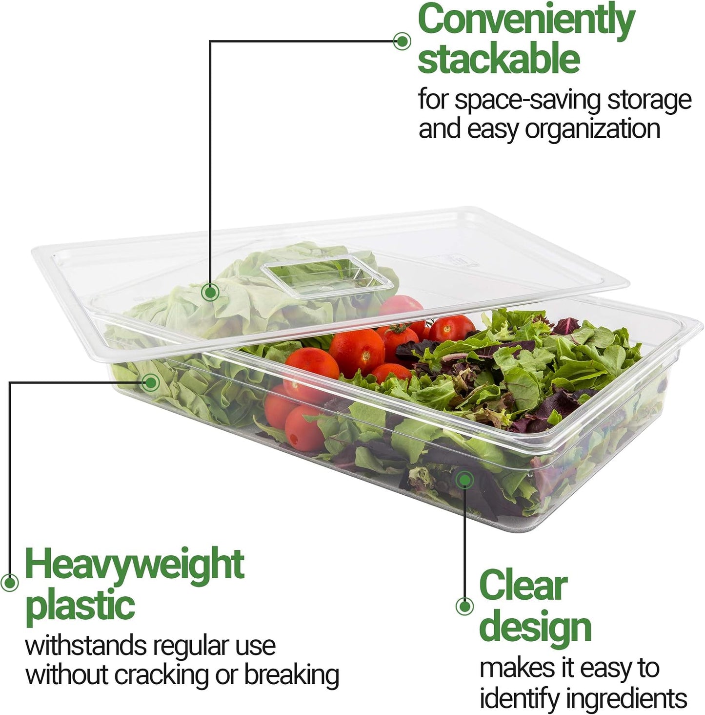 Restaurantware-2.5 Inch Deep Food Pans, 1 1/6 Size Commercial Food Storage Container - Freezable, Break-Resistant, Clear Plastic Cold Pans, Dishwashable, For Kitchens, Restaurants, Or Cafeterias