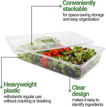 Restaurantware-2.5 Inch Deep Food Pans, 1 1/6 Size Commercial Food Storage Container - Freezable, Break-Resistant, Clear Plastic Cold Pans, Dishwashable, For Kitchens, Restaurants, Or Cafeterias