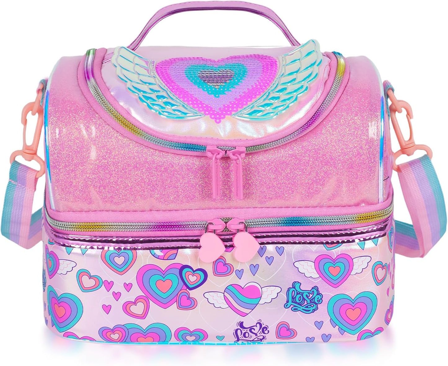 Kids Double Decker Cooler Insulated Lunch Bag, Back to School Large Meal Tote for Boys, Girls, Men, Women, with Adjustable Strap, Soccer
