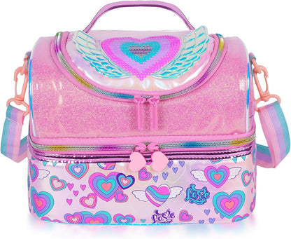 Kids Double Decker Cooler Insulated Lunch Bag, Back to School Large Meal Tote for Boys, Girls, Men, Women, with Adjustable Strap, Soccer