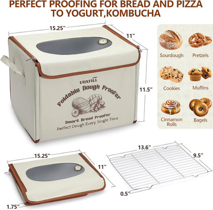 Folding Bread Proofing Box with Temp Control & 4H Auto Shut Off 48H Timer