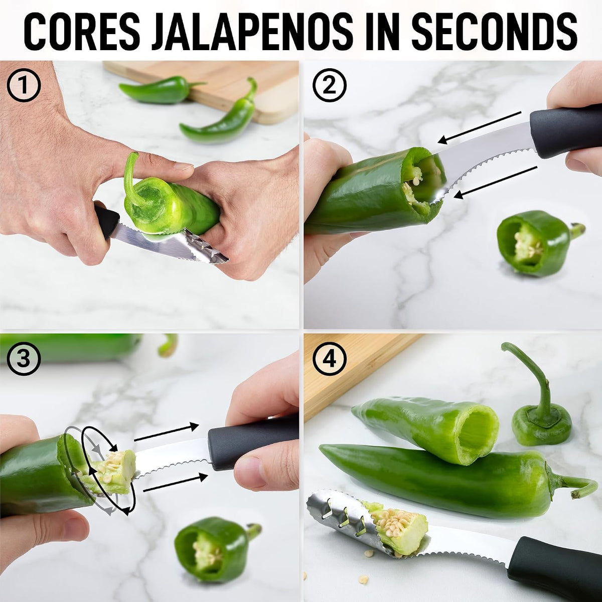 Zulay Kitchen Stainless Steel Jalapeno Corer & Seed Remover