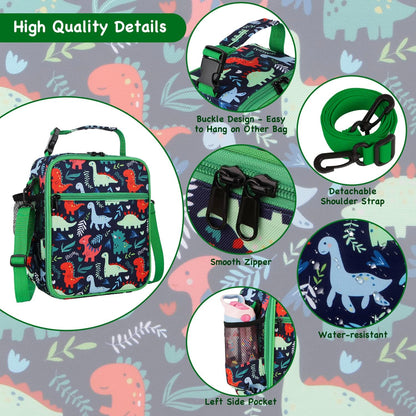 Kids Insulated Lunch Box Bag, Thermal Picnic Cool Bags with Adjustable Strap for Adults Children Women Men Boys Girls School Work (CAM-Blue)
