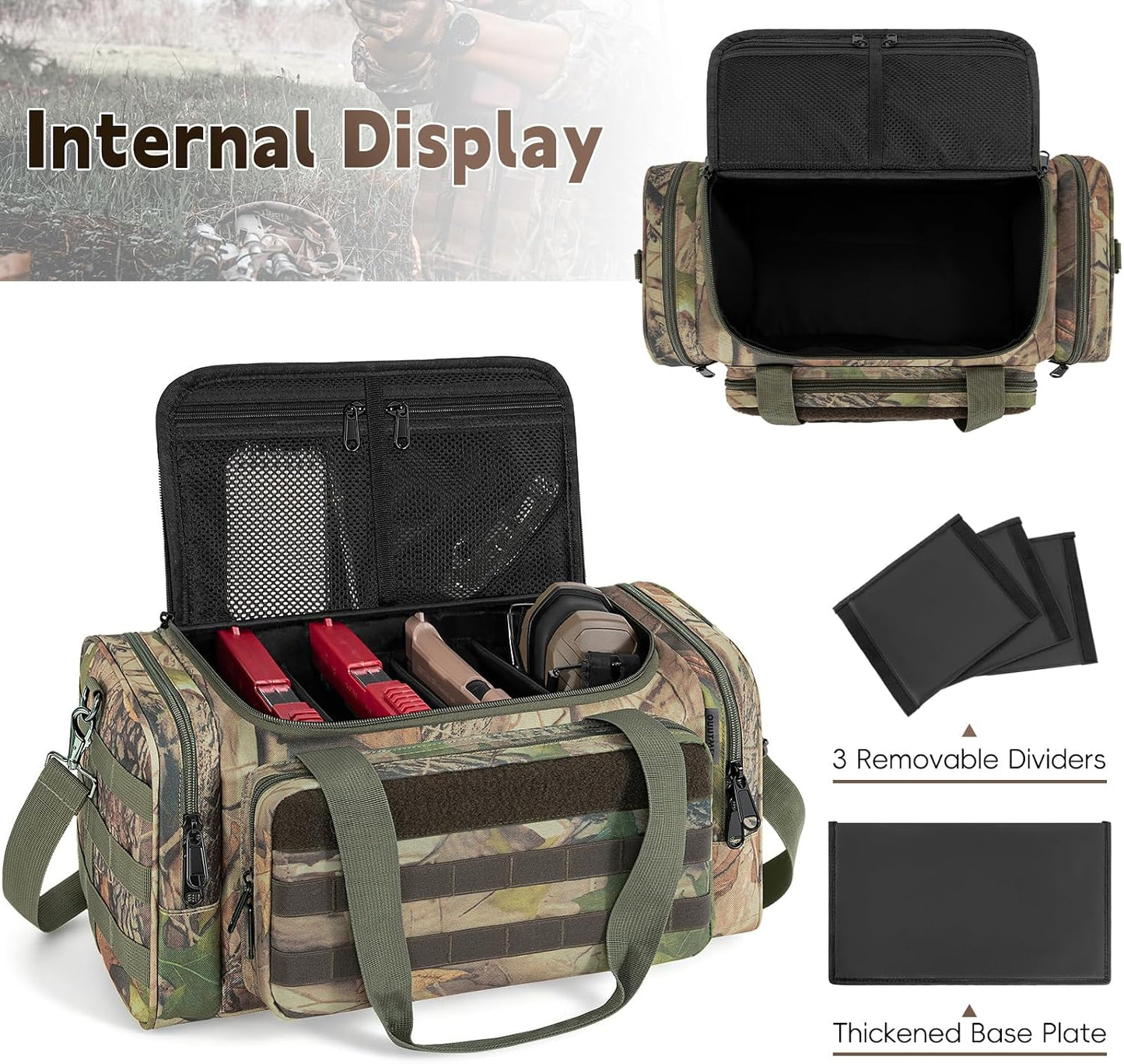 Tactical Pistol Range Bag, Gun Range Bag for Handguns, Shooting Duffle Range Pistol Bag with 6X Magazine Slots, Extra Pockets for Ammo and Essentials