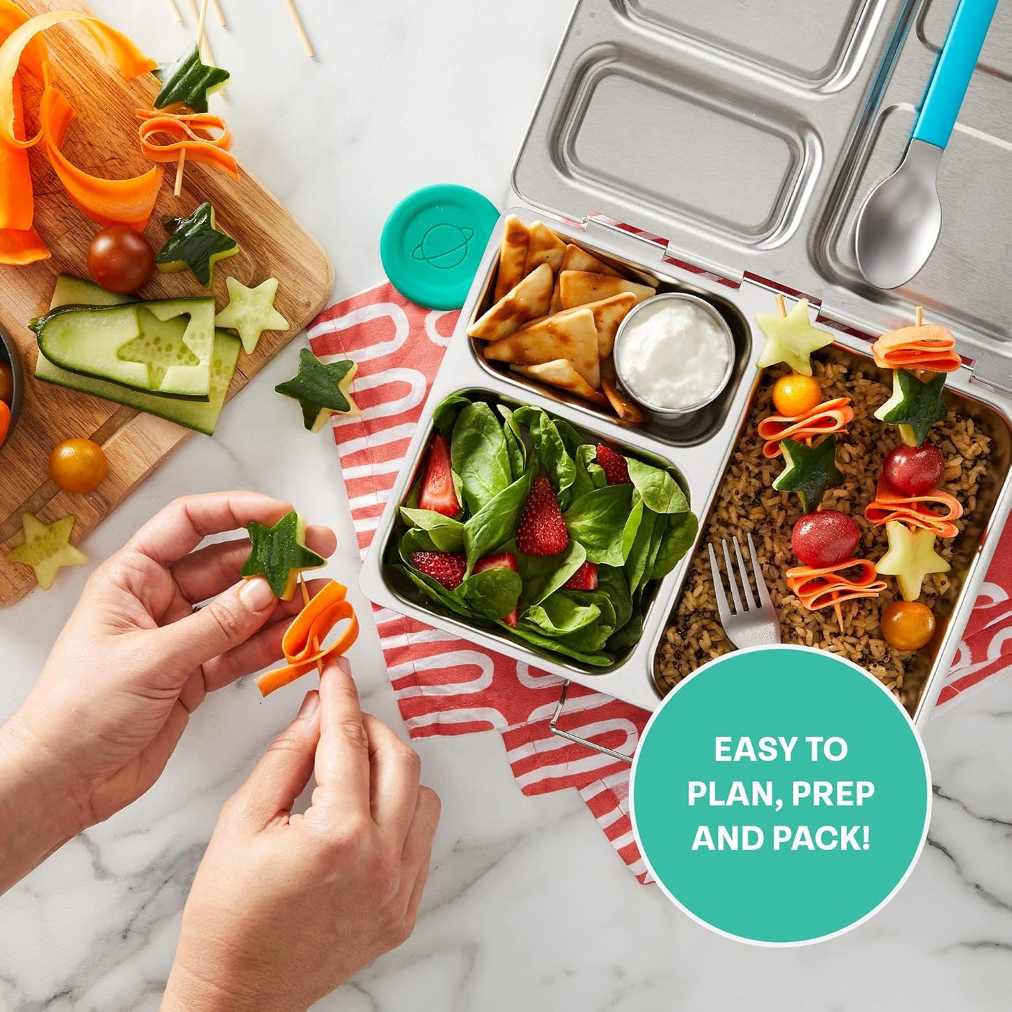 PlanetBox Rover Stainless Steel Bento Box Style Lunch Box for Kids with 5 Compartments – Durable, Dishwasher Safe and BPA-Free Food Container