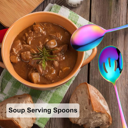 Serving Spoons Set, 8.7 Inch Serving Spoon, Slotted Spoons, Gold