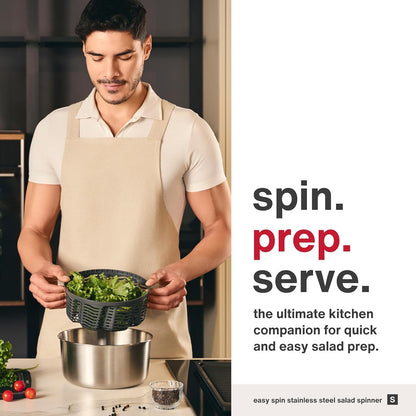 Zyliss Swift Dry Salad Spinner - Fruit Cleaner & Lettuce Spinner with Push Pump - Non-Slip Bowl - Dishwasher Safe - Large