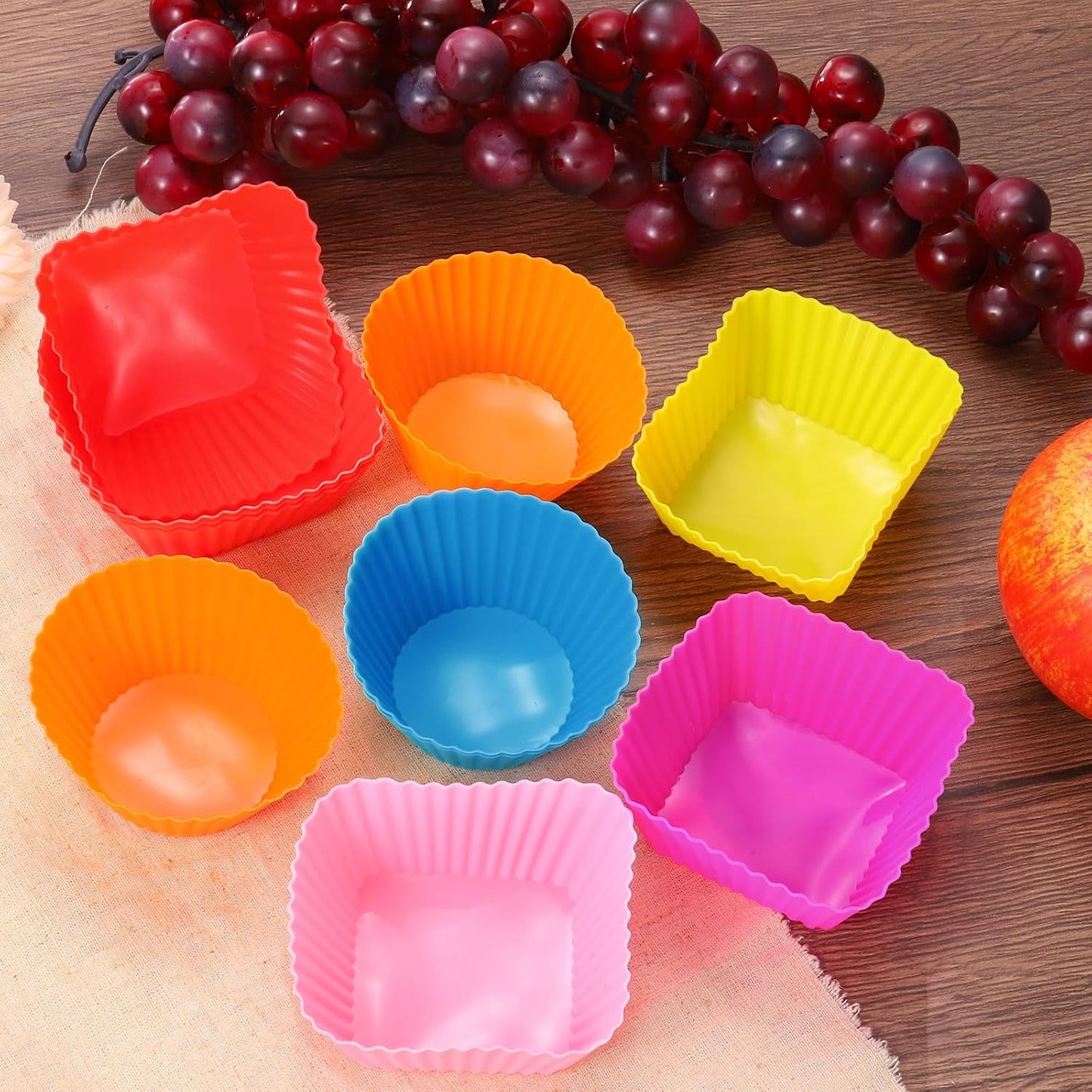 uxcell 18Pcs Silicone Cupcake Liners, Non-Stick Baking Cups, for Cooking Eggs, Baking Muffins and Make a Cake(Pink)