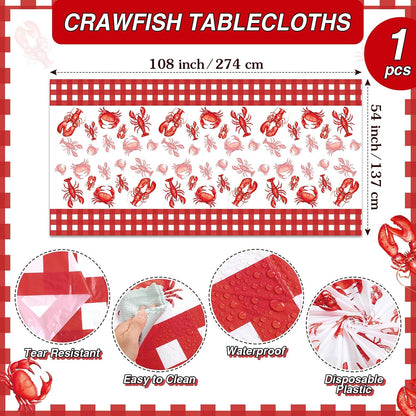 61 Pcs Seafood Tools Set Plastic Crawfish Tablecloth Lobster Bibs