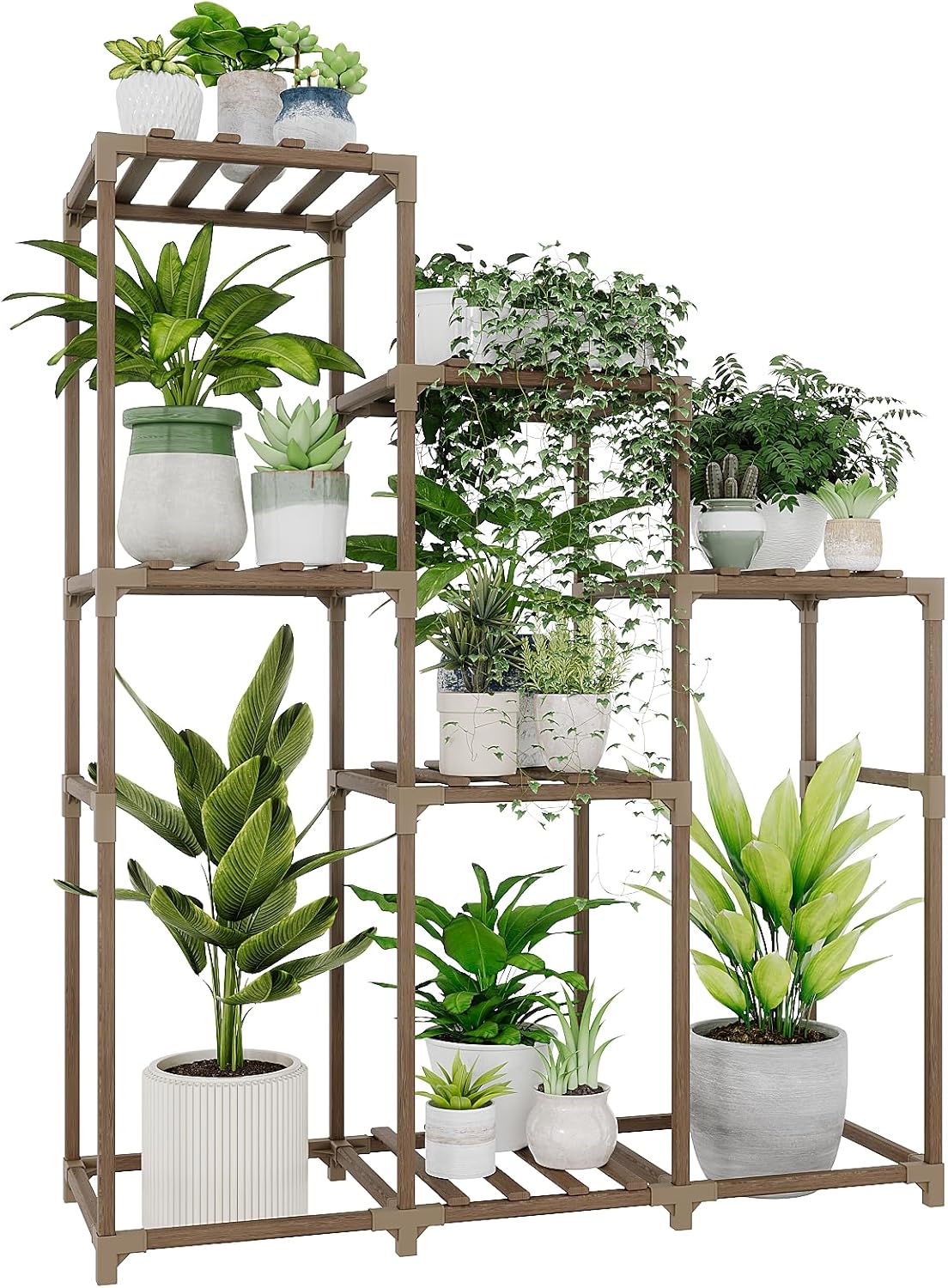 Bamworld Plant Stand Indoor Plant Shelf Outdoor Wood Plant Rack