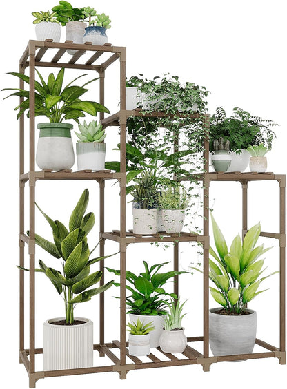 Bamworld Plant Stand Indoor Plant Shelf Outdoor Wood Plant Rack