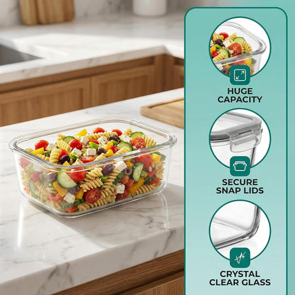5 Pack 36oz Borosilicate Glass Food Storage Containers Set with Lids, Freezer Meal Prep Containers, Airtight Bento Lunch Container Set, Oven, Freezer and Dishwasher Safe, BPA Free, Kitchen Storage Set