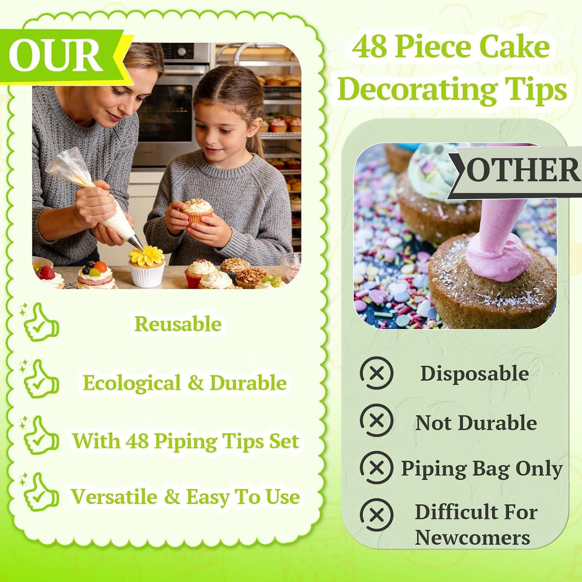 Hendiy Piping Tips Set, 48 Cake Decorating Tip