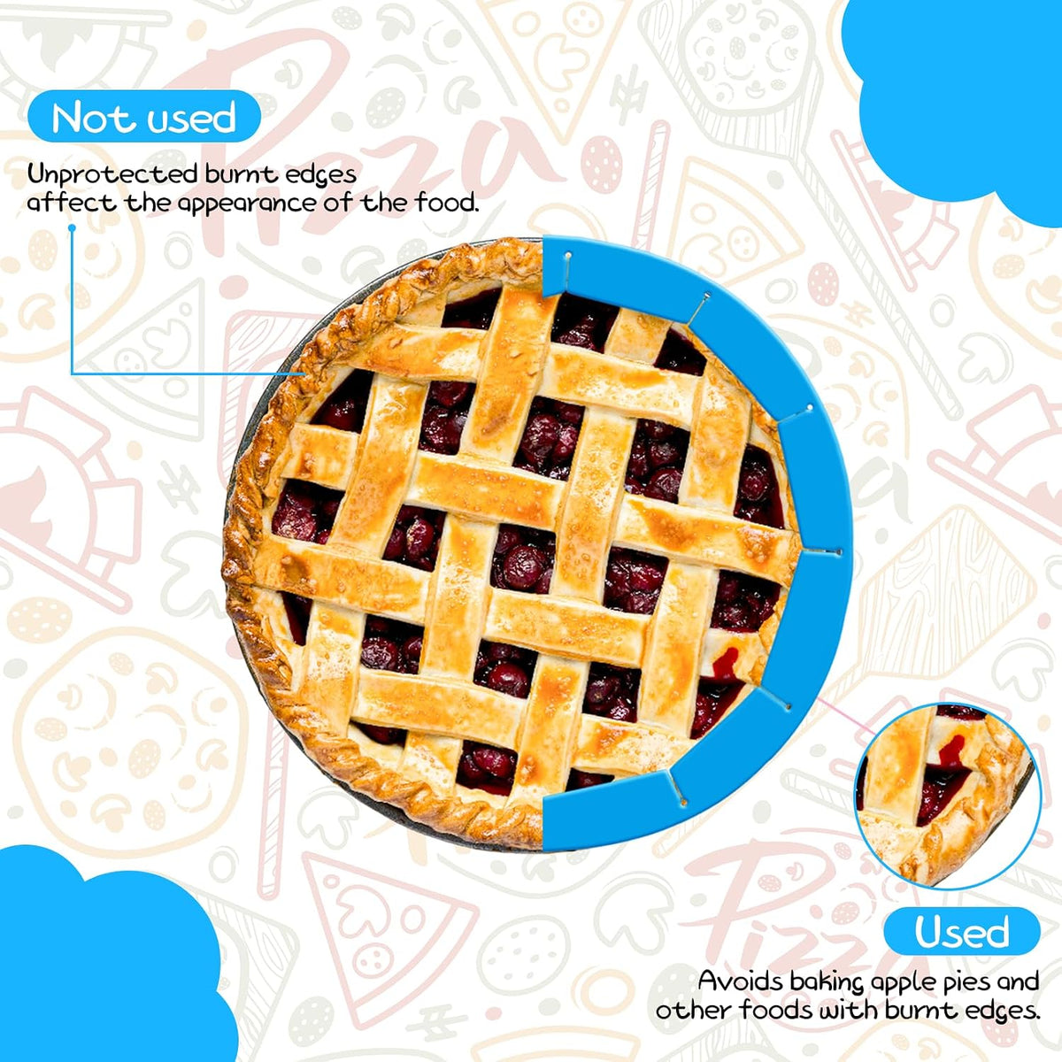 Adjustable Silicone Pie Crust Shield, Reusable for Baking
