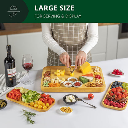 ROYAL CRAFT WOOD Premium Bamboo Charcuterie Board Set - Cheese Platter & Serving Tray & Serving Utensils - Perfect Housewarming Gift, Wedding, Bridal Shower Gift - Ideal for Entertaining and New Home