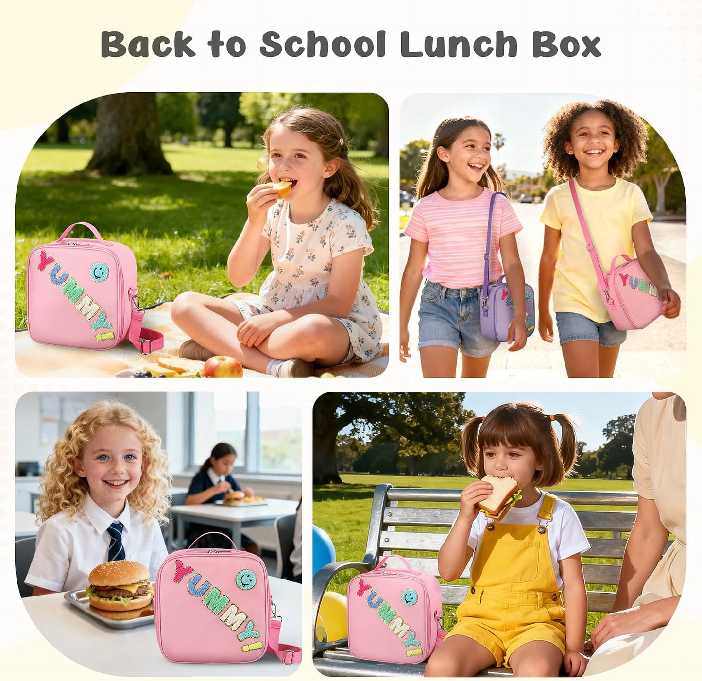 Reusable Insulated Lunch Bag for Kids Teens & Adults with Adjustable Shoulder Strap - Large Durable Lunch Bag Tote for School Travel Picnic Work - Leakproof Design Lunch Carrier (Black -3D Dinosaur)