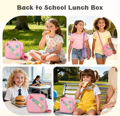 Reusable Insulated Lunch Bag for Kids Teens & Adults with Adjustable Shoulder Strap - Large Durable Lunch Bag Tote for School Travel Picnic Work - Leakproof Design Lunch Carrier (Black -3D Dinosaur)
