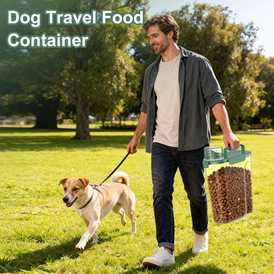 Uppetly Dog Cat Food Storage Container, 5-7Lbs Pet Food Containers, Airtight Cat Food Container with Portable Handle & Measuring Cup, Small Animal Dry Food Dispenser for Dogs, Cats and Birds Green