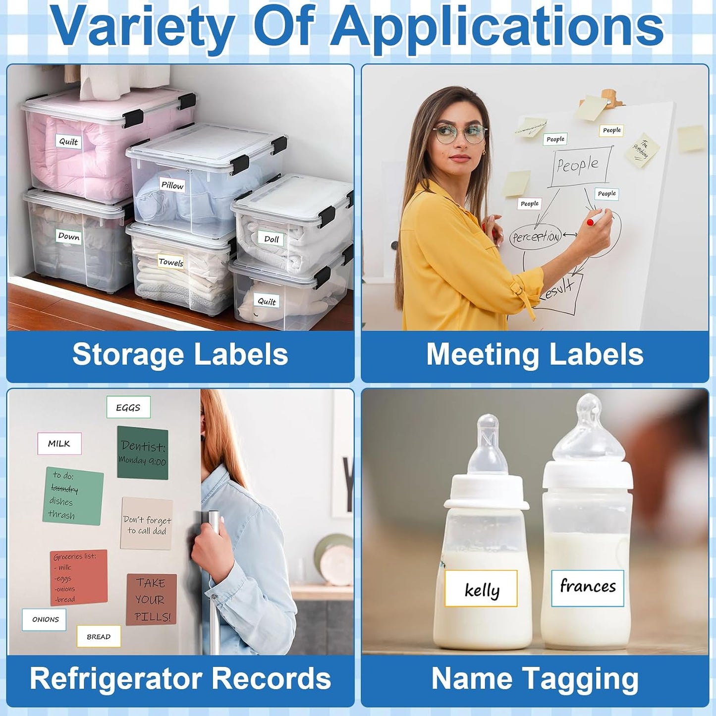 480 Pcs Dry Erase Labels, Dry Erase Stickers, Waterproof Sticker Labels, Removable Labels Easy Peel Off, Reusable Sticky Notes for Food Containers, Office (Retro, Small)