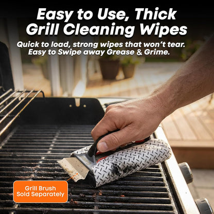 Proud Grill Q-Swiper Grill Cleaning Wipes - Bristle & Wire Free BBQ Cleaner, Heavy Duty Degreaser Wipes, Grease & Grime Remover for Outdoor Barbecue Grills - Gifts for Men, 40 Count, 1-Pack