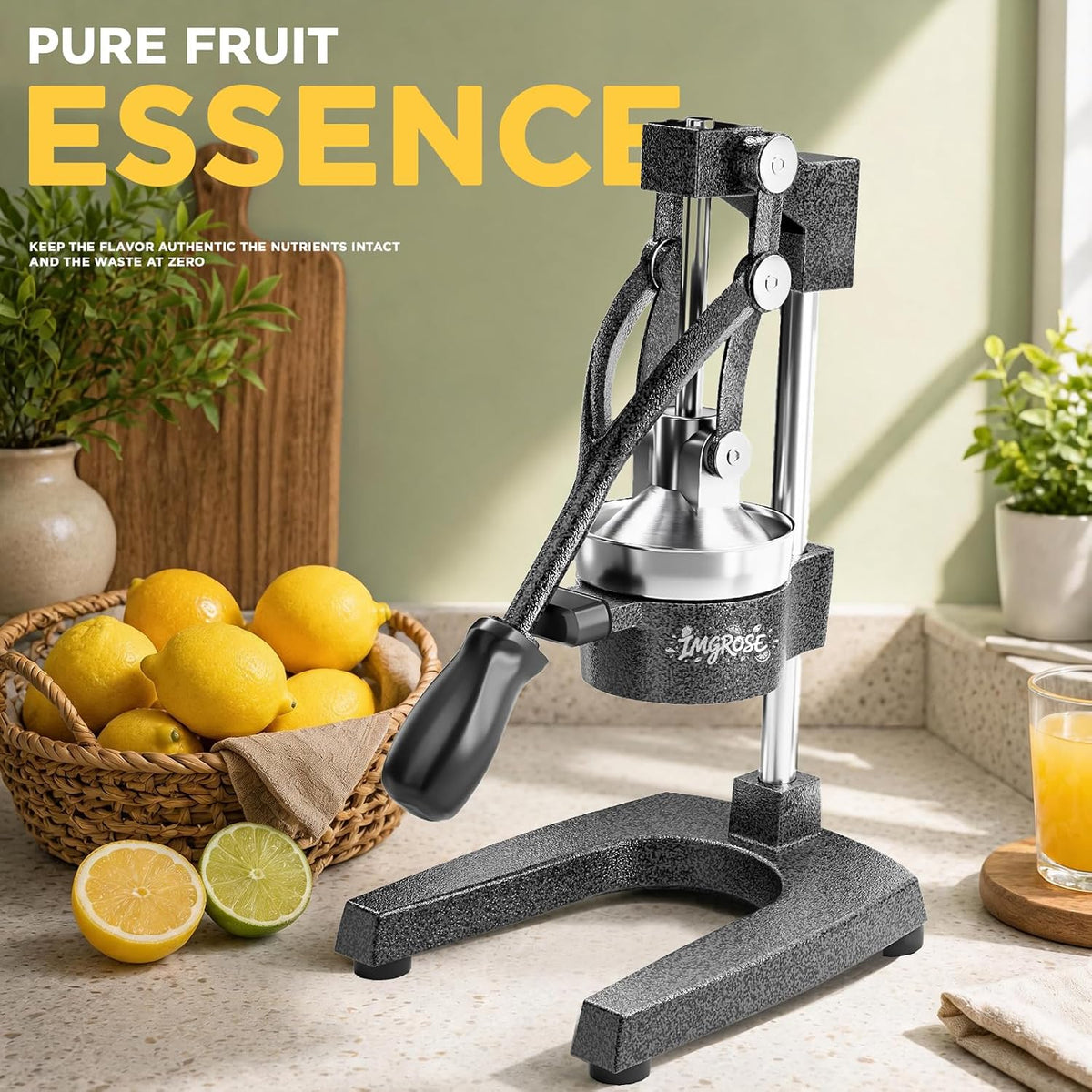 Cast Iron Hand Press, Lemon Manual Juicer, Citrus Press, Black