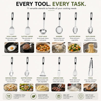 Stainless Steel Cooking Spoon Set, Serving,Slotted & Ladle