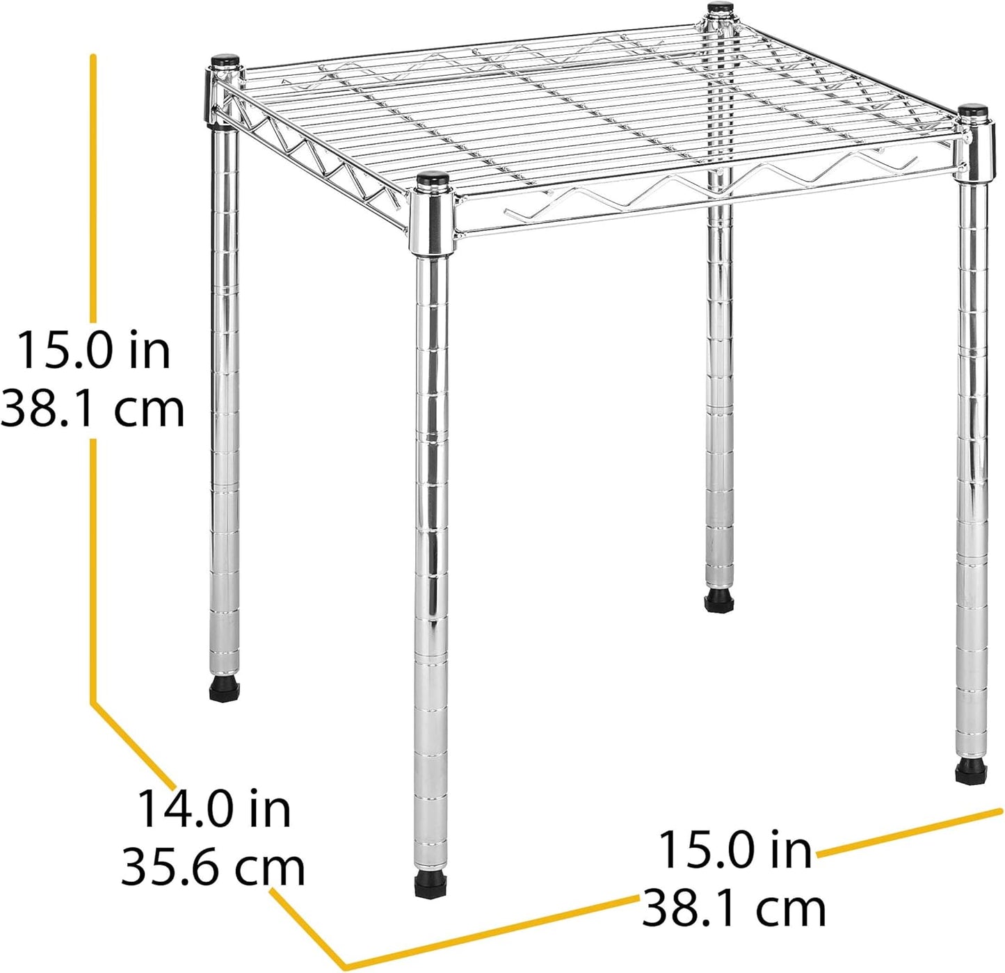 Whitmor 2-Wire Shelving Unit, Metal Storage Shelves, Stacking Shelf with Basket, Easy Assembly Home Organizer for Pantry, Kitchen, Garage, Plant