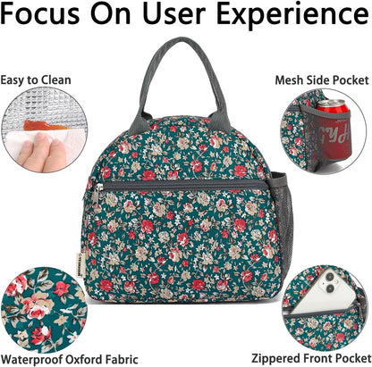 GYEUKHAM Lunch Bag Women, Lunch Box for Adult Men Kids Girls, Small Cute Lunchbox Tote Large Capacity Insulated Lunch Container Cooler for Work School Picnic Travel, Black White Stripes