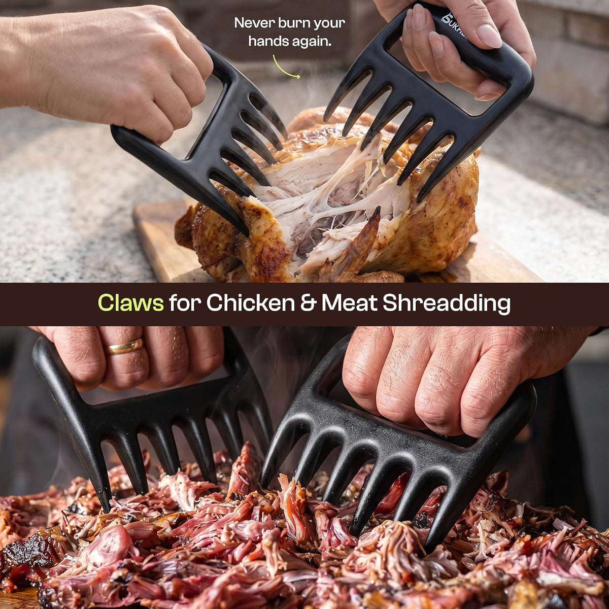 Premium 10" Chicken Shredder Tool with Twist Handle & Meat Claws, Heavy Duty Meat Shredder for Chicken Breast, Beef & Mutton, BPA-Free, Non-Slip Base Mat, Ergonomic Grip, Cleaning Brush & Clear Lid