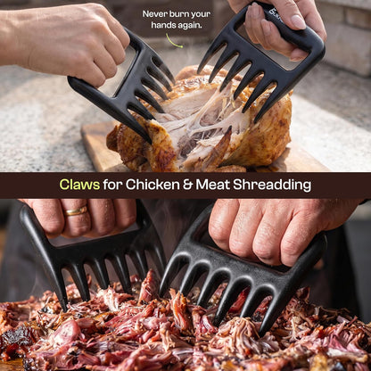 Premium 10" Chicken Shredder Tool with Twist Handle & Meat Claws, Heavy Duty Meat Shredder for Chicken Breast, Beef & Mutton, BPA-Free, Non-Slip Base Mat, Ergonomic Grip, Cleaning Brush & Clear Lid