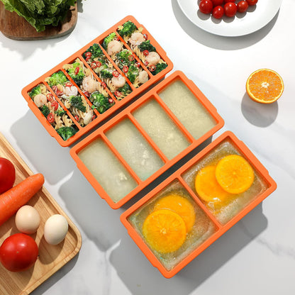 3-Pack Silicone Freezer Trays with Lid,2 Large 2-Cup(500ml)&4 Medium 1-Cup(250ml)&6 Small 1/2-Cup(125ml) Soup Freezer Container Molds,Ice Cube Tray For Meal Prep&Freezing Soup,Stews,Sauces