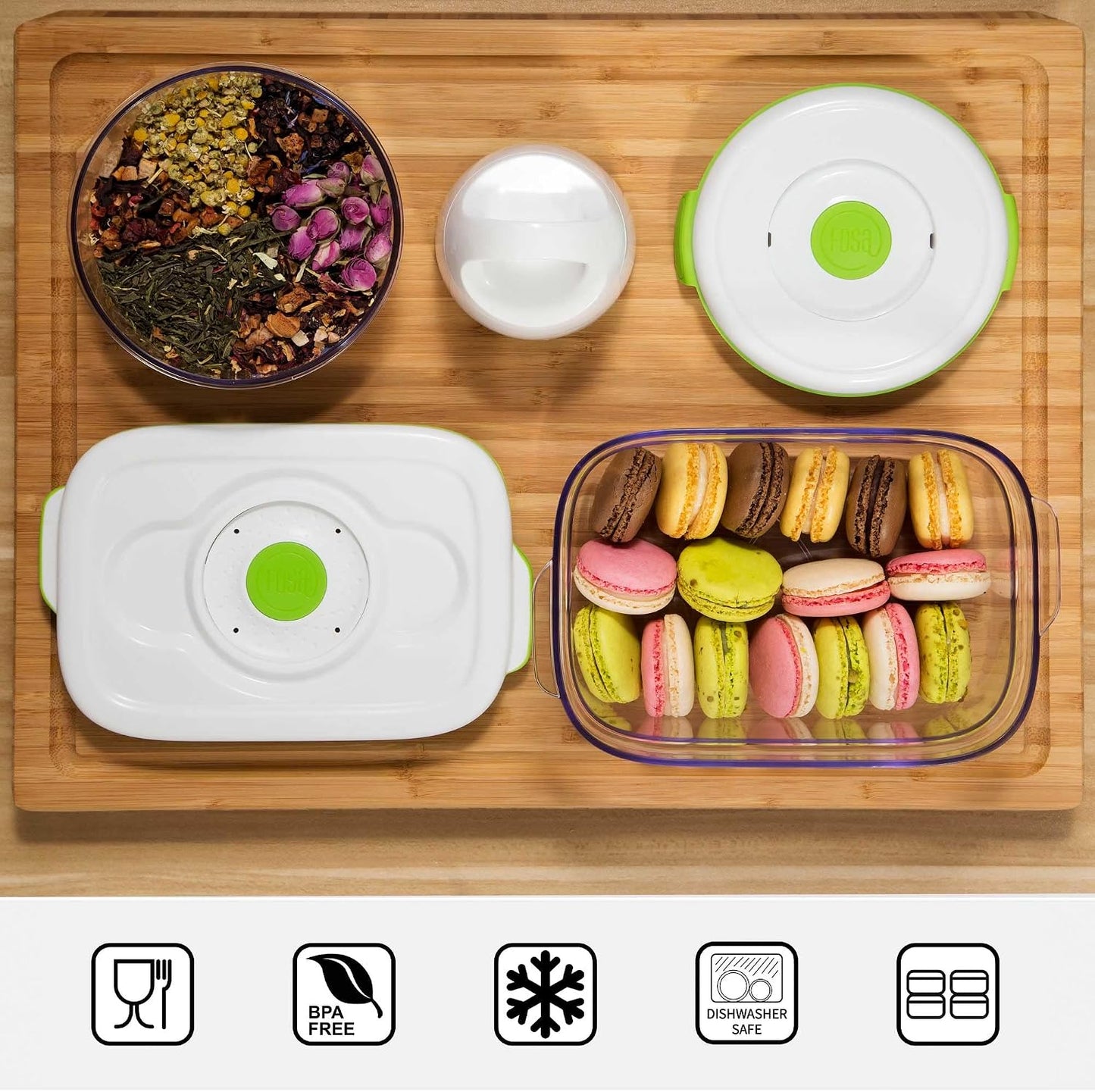FOSA Vacuum Seal Containers (3-Pack, 34oz) – Airtight Food Storage Containers for Freshness | BPA-Free, Dishwasher Safe | Ideal for Meal Prep, Leftovers, Dry Goods (Pump Sold Separately)