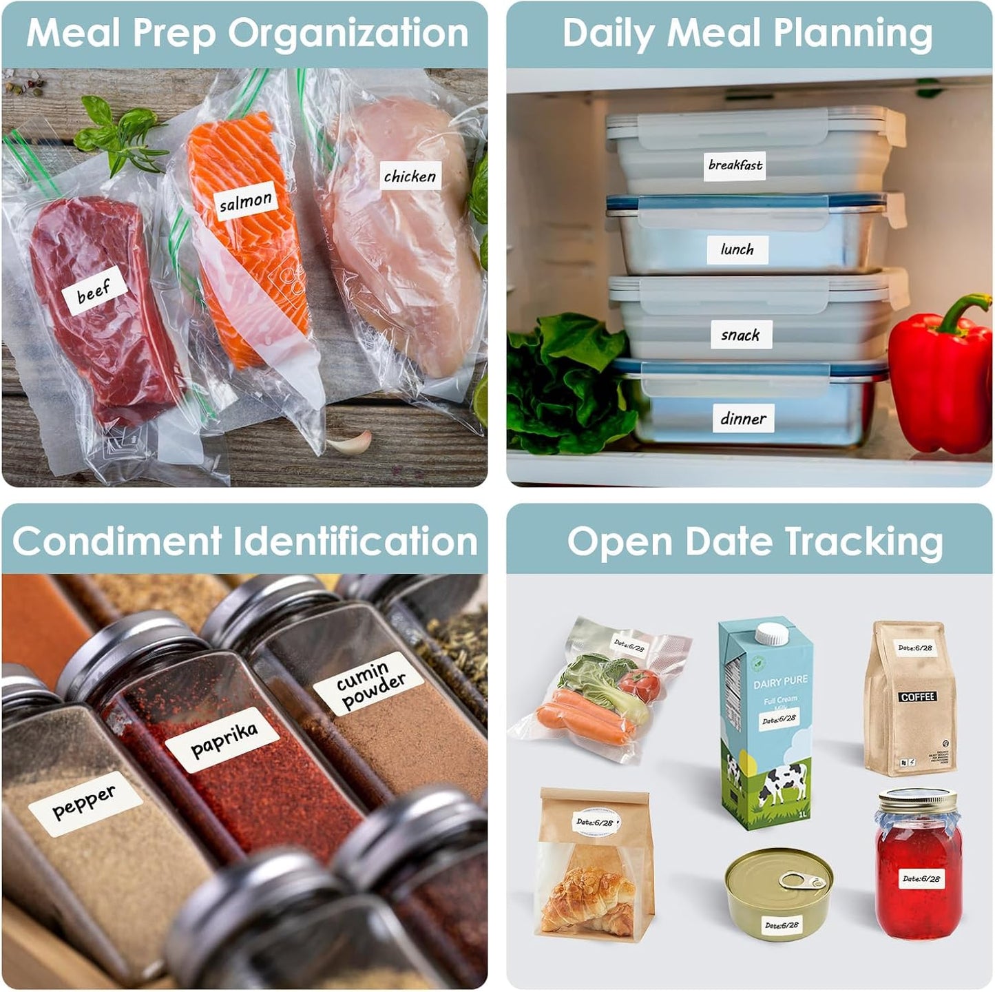 MaxGear 1000 Removable Freezer Labels 1x2 Inch, Waterproof Oil Resistant Stickers No Residue for Food Containers Pantry Jars Organization Meal Prep, 1 Roll